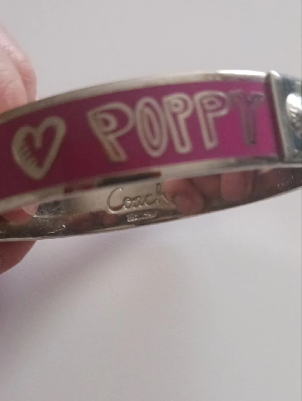 Coach Poppy Pink Enamel Bracelet with Silver-Tone Logo Accent & Dusty